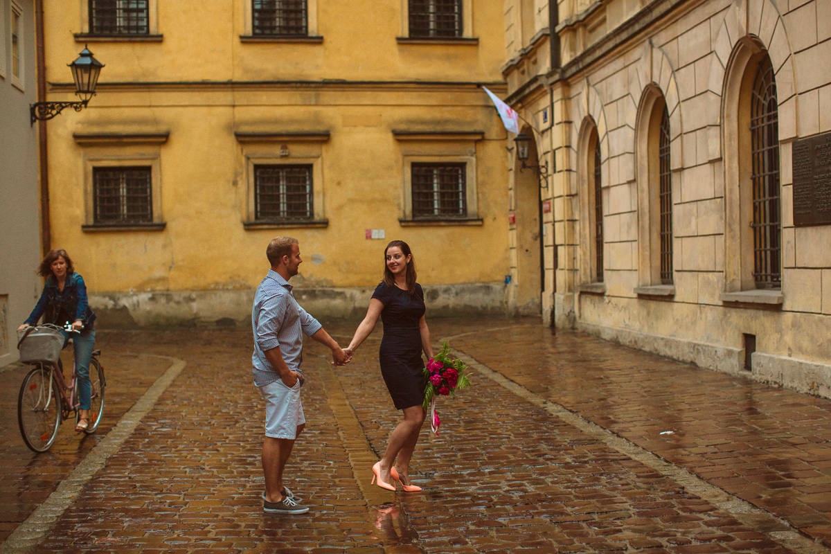 pre wedding destination photography in old town of Krakow Poland