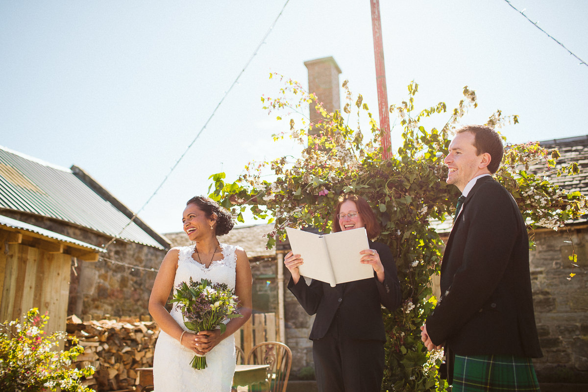 outdoor humanist ceremony at a Farm in Scotland