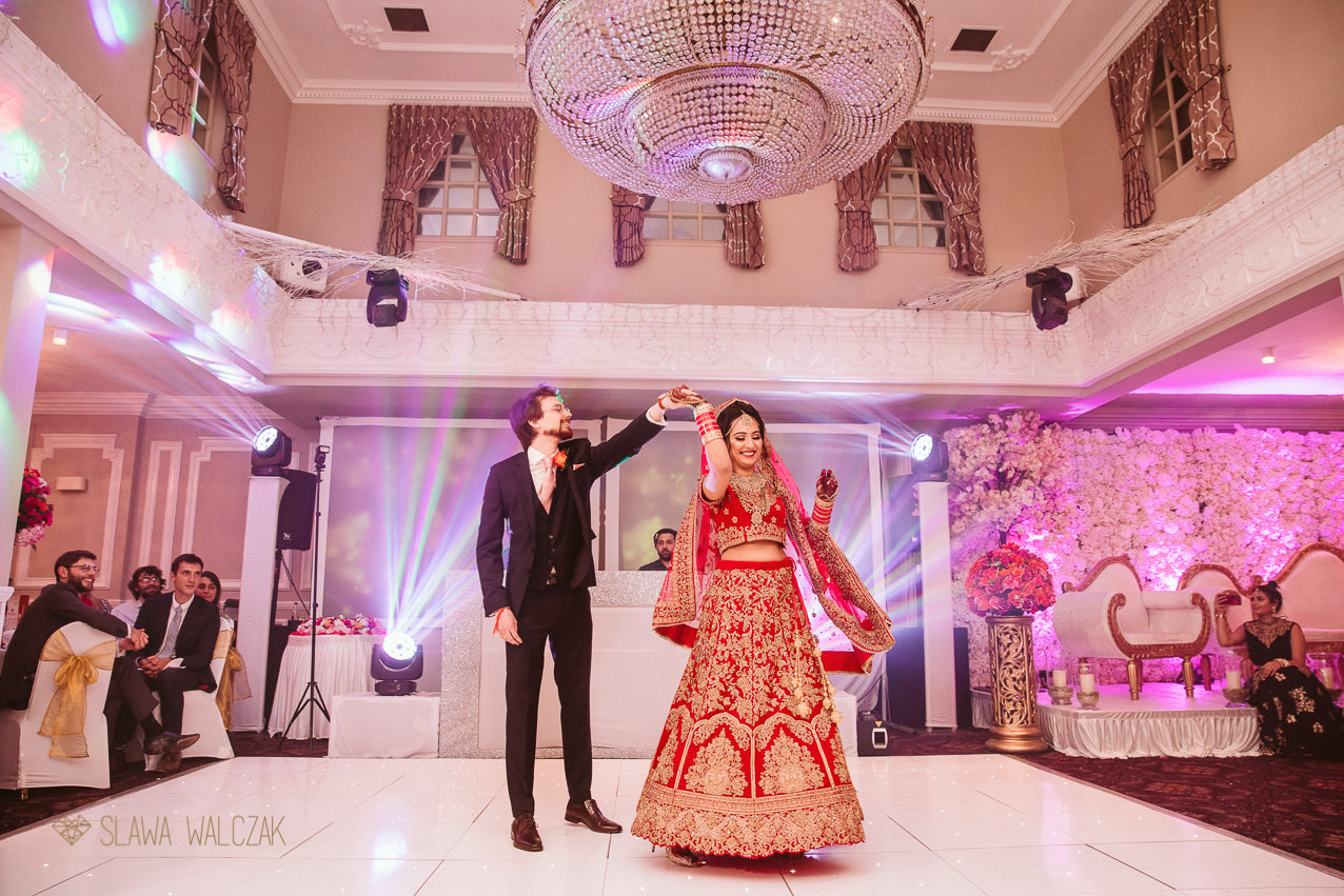Documentary photo coverage of a first dance at an Indian Wedding in London