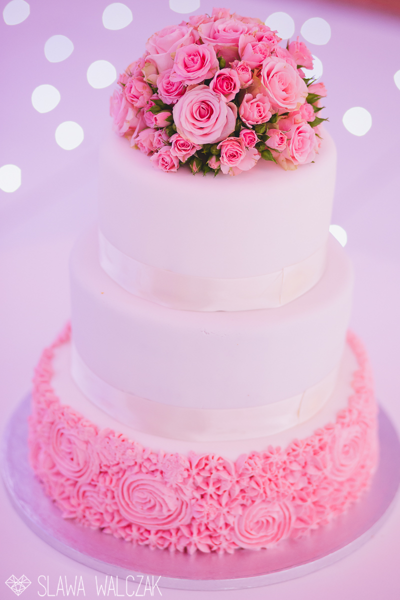 cute pink wedding cake