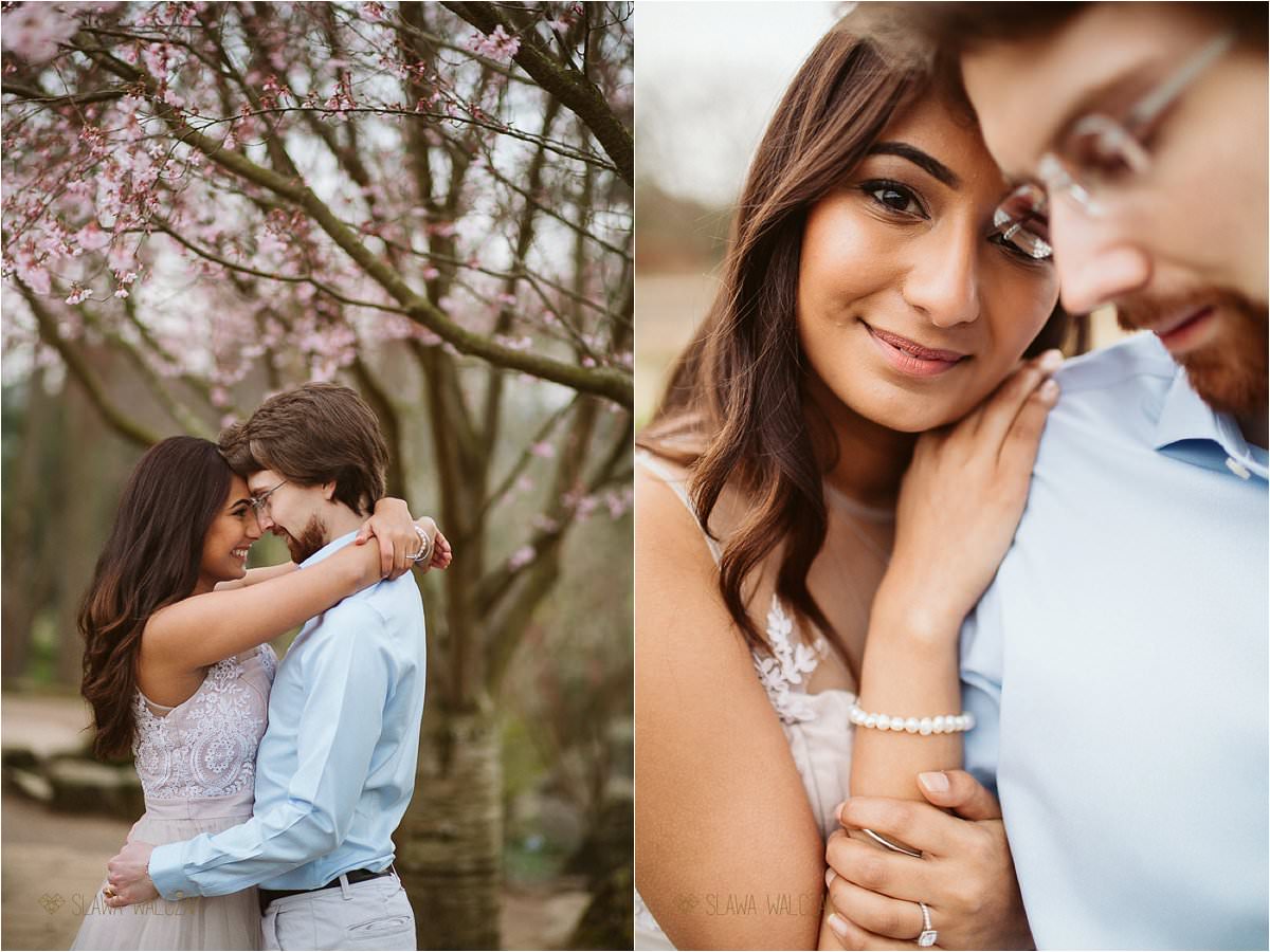Indian Engagement Photography London in blossom
