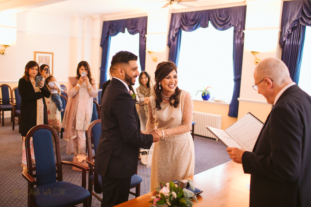 civil ceremony at Ealing Town Hall in London