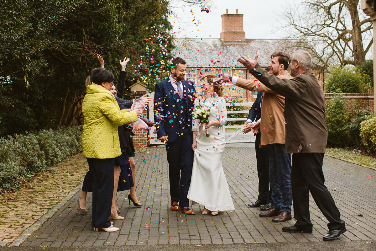 confetti shot at an intimate wedding in Marlow Buckinghamshire