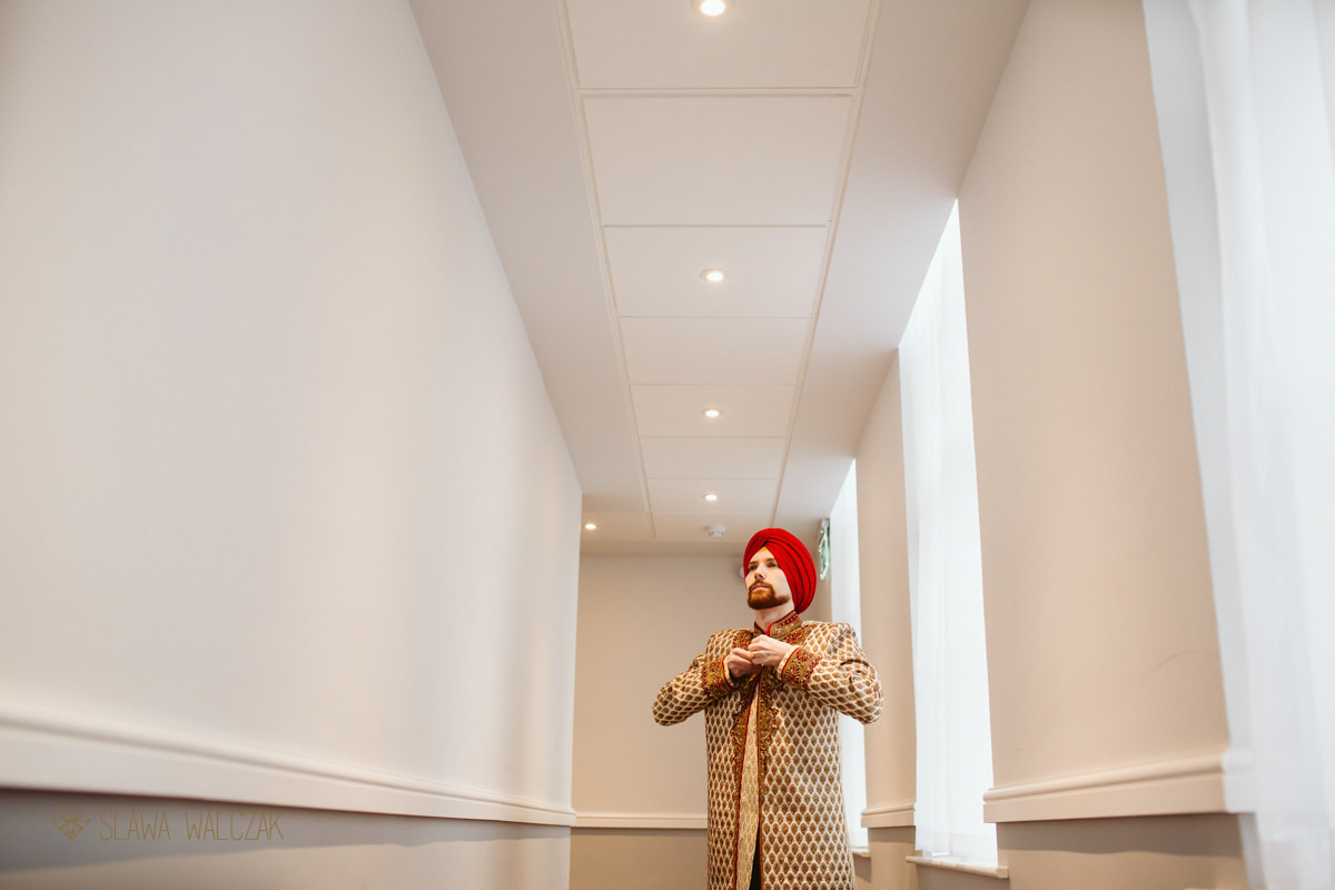 Groom getting ready for his sikh wedding in London