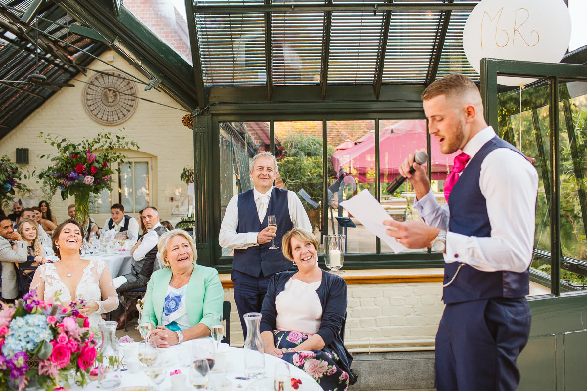 groom's speech photography at a Wedding in Waddesdon the Dairy