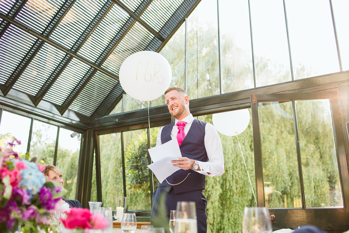 groom's speech photography at a Wedding in Waddesdon the Dairy