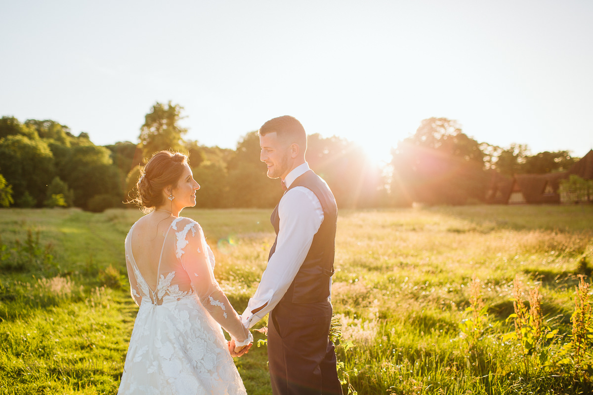 golden hour couple photography at a wedding in the Dairy in Waddesdon