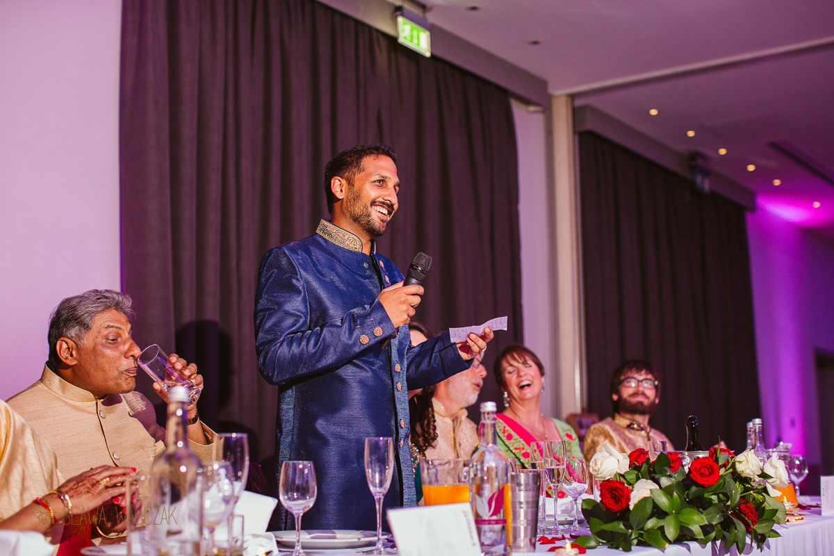 groom's sepeech at his Indian Wedding in Beaumont Estate in Windsor
