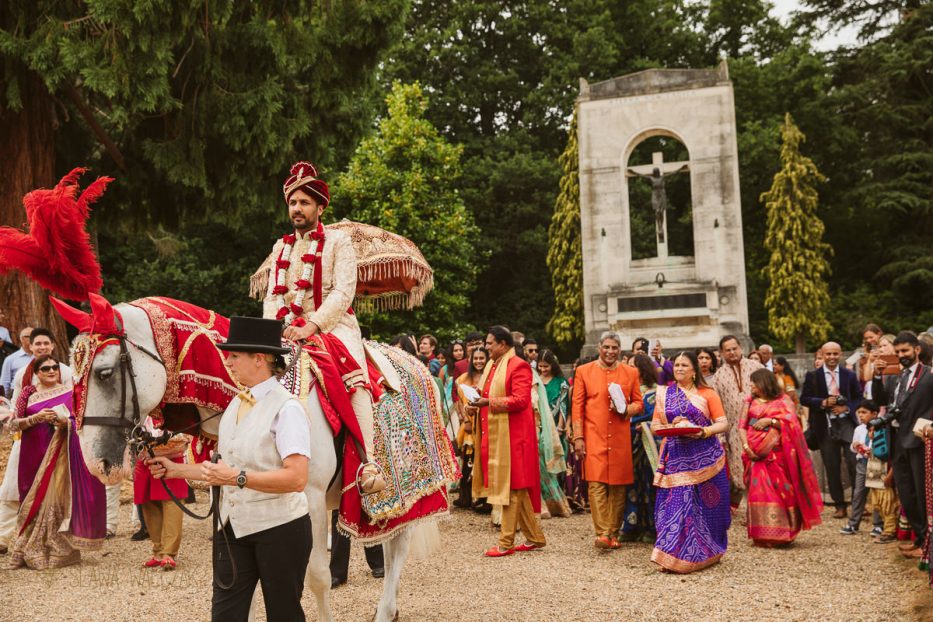 groom's horse baraat an a Hindu wedding in Windsor