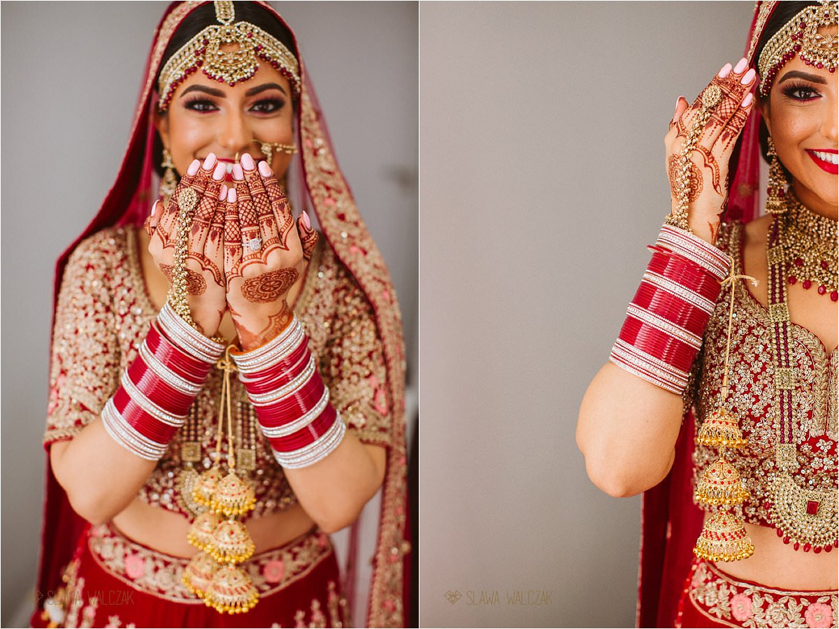 Asian Sikh bride posing for her wedding photos in London
