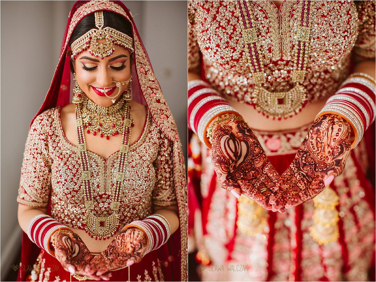 Asian Sikh bride posing for her wedding photos in London