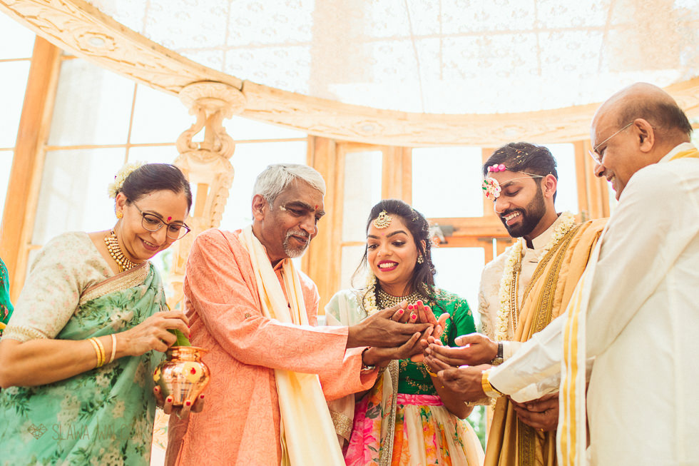 Bride during her Hindu Wedding in the Nash Conservatory Kew Gardens