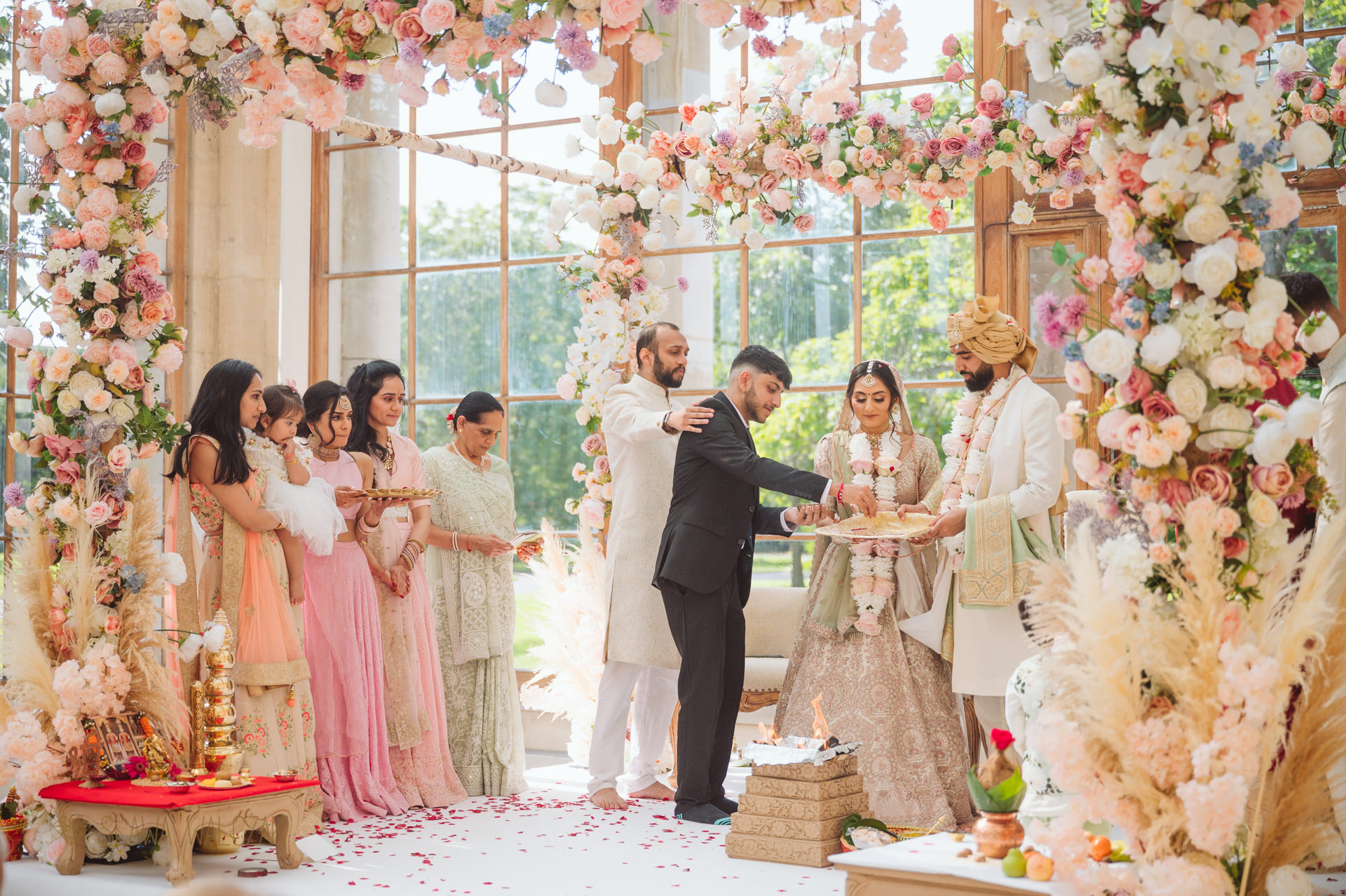 modern , floral Hindu wedding at Kew Gardens