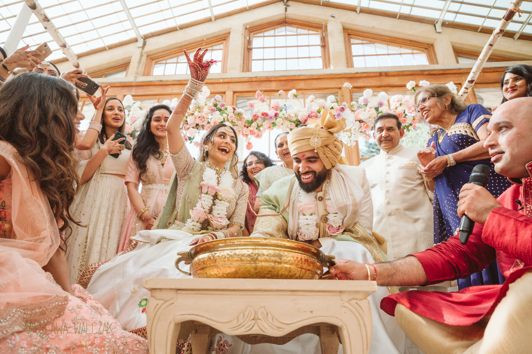 floral mandap photos at a Hindu wedding Kew Gardens
