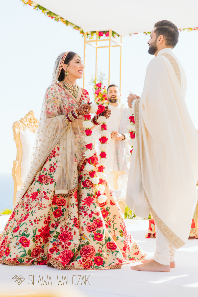 Garland exchange photo from an Indian wedding at Ritz Carlton
